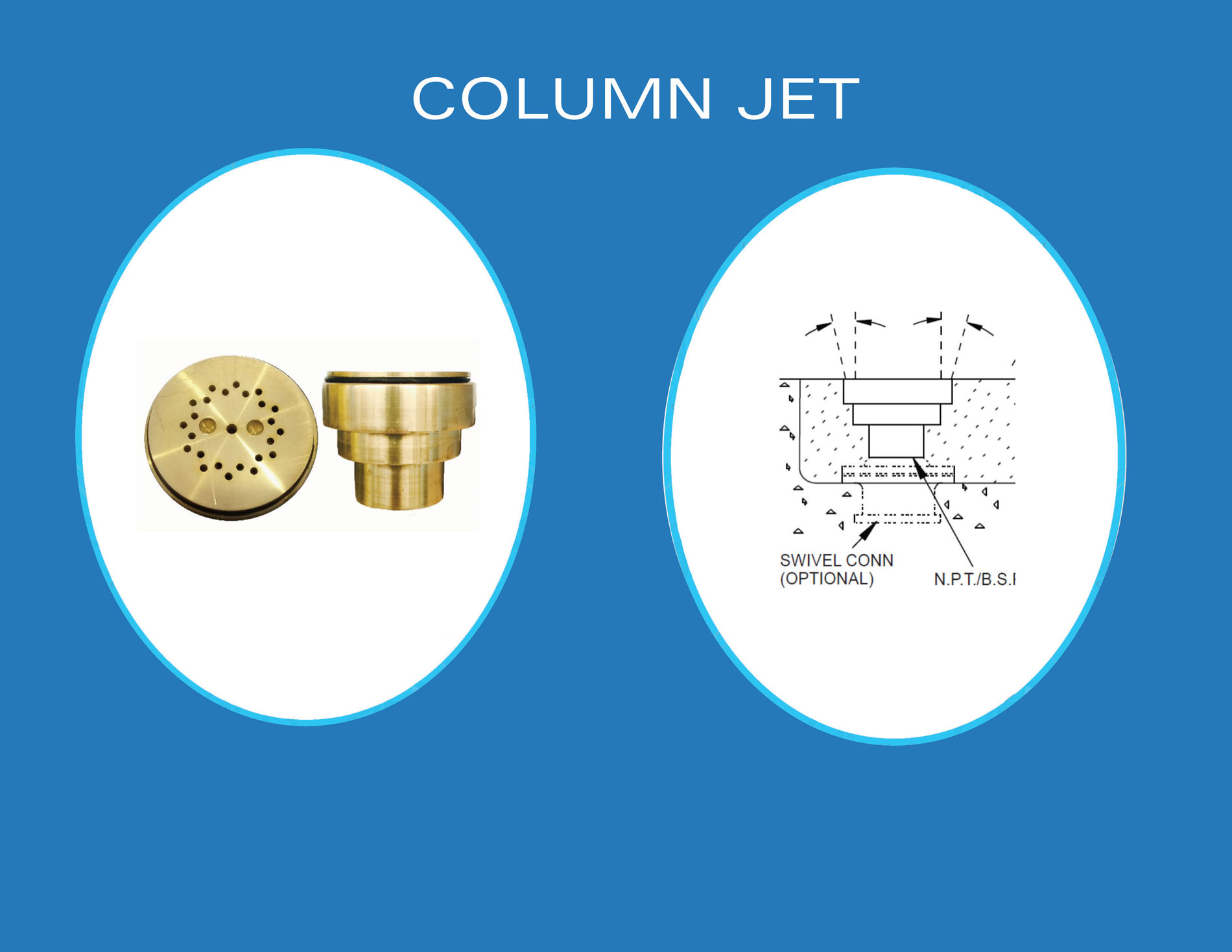 Boquilla Column Jet para columna de agua en fuente musical